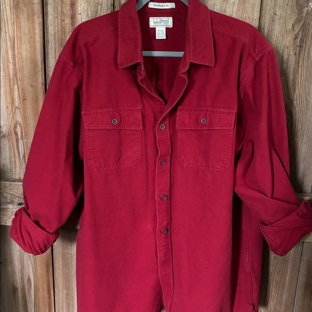L.L. Bean Classic Red Chamois Shirt sz XL